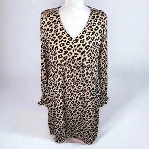 Simply Southern Tan Black Animal Print Babydoll Dress NEW Size S